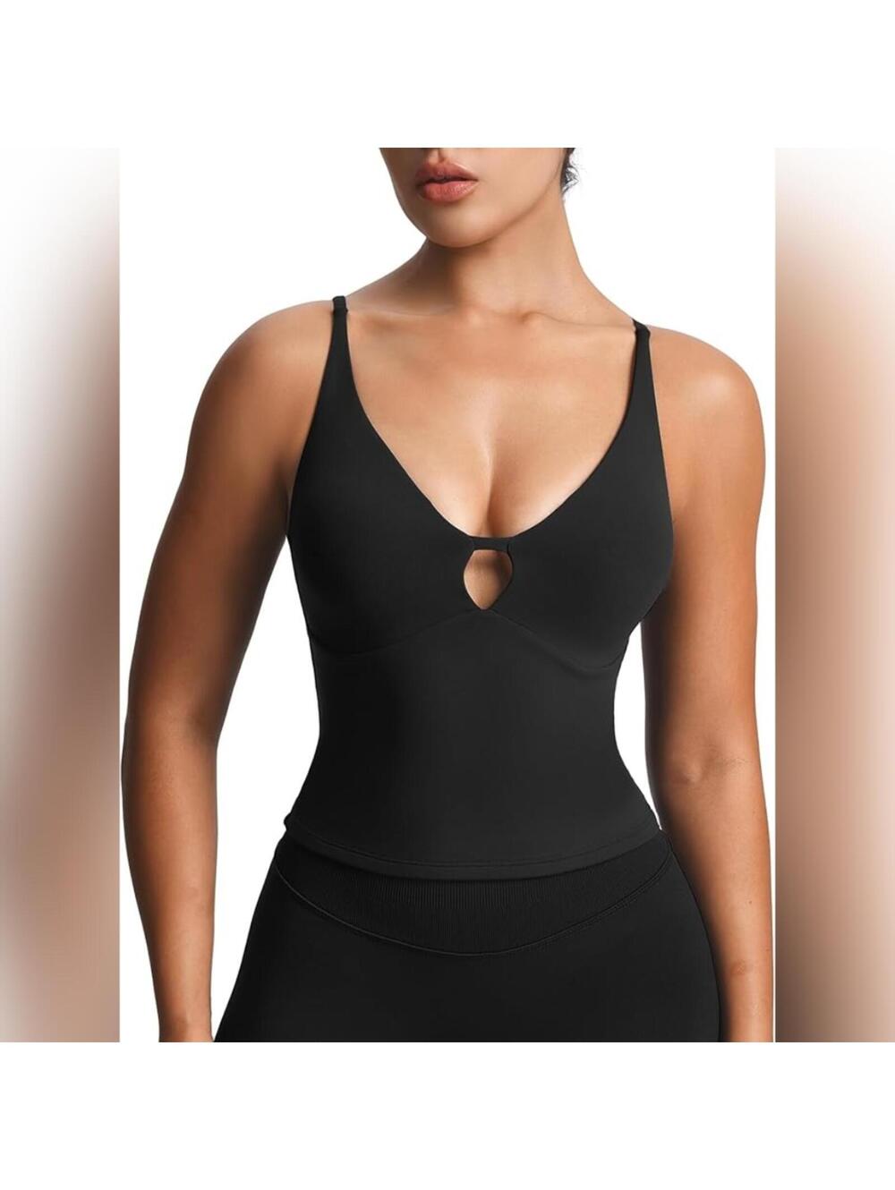 NWOT Aoxjox Sleeveless Sculpt Strap Longline Tank Yoga Crop Tank Top, Medium
